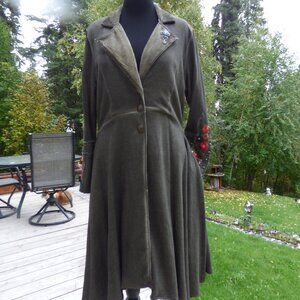 ARATTA SILENT JOURNEY SAGE GREEN GOTH PIXIE FAIRY STEAMPUNK COAT XL